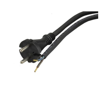 Przewód z wtyczką gumowy 2x1,5mm 3m czarny