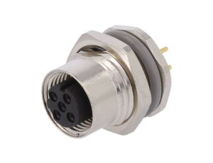 Złącze okrągłe M12 żeńskie proste montaż THT 4pin 250V T4141512041-000