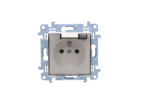 Simon 10 Gniazdo pojedyncze IP44 z uszczelką klapka w kolorze transparentnym biały 16A, szybkozłącza, CGZ1BC.01/11A