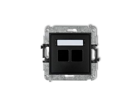 MINI Mechanizm gniazda multimedialnego podwójnego bez modułu (standard Keystone) czarny mat 12MGM-2P