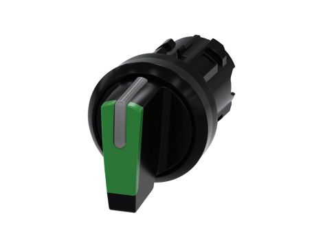Przełącznik z możliwością podśw 22mm okrągły tworzywo czarny/zielony kr pióro 3 poz io
