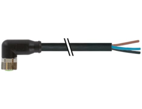 Konektor M8 żeński kątowy z wolnym końcem przewodów 3m 7000-08081-6100300