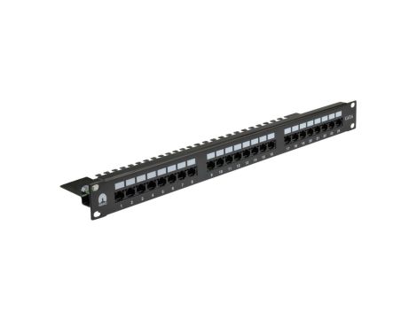 Patch panel RACK 19 kat.6 24p UTP z półką 1U czarny NEKU
