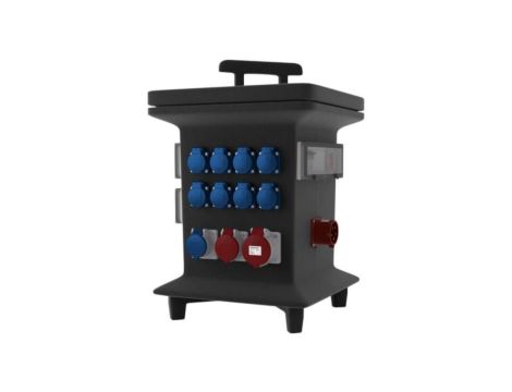 Rozdzielnica budowlana KIB-S/FI 2x32A 2x16A 2xCamp 16x230V odbiornikowe 32A 3 fazowy woltomierz Schuko 0885