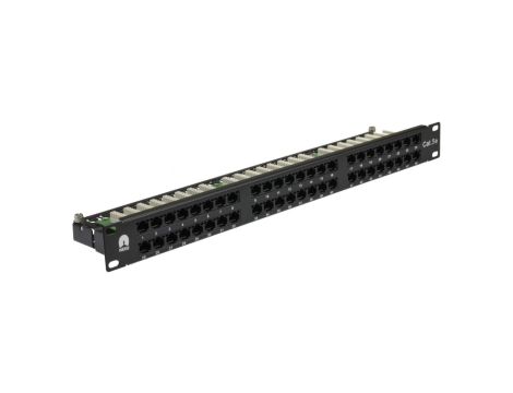 Patch panel RACK 19 kat.5e 48p UTP z półką 1U czarny NEKU