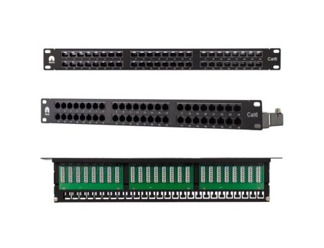 Patchpanel kat.6 19cali 48p UTP z półką 1U NEKU