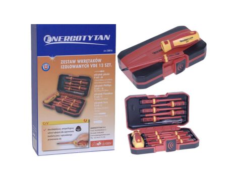 WKRĘTAKI IZOLOWANE DLA ELEKTRYKA -1000V - 13 SZTUK / E38016 -ZESTAW WKRĘTAKÓW W ETUI 13 SZTUK - 1KV