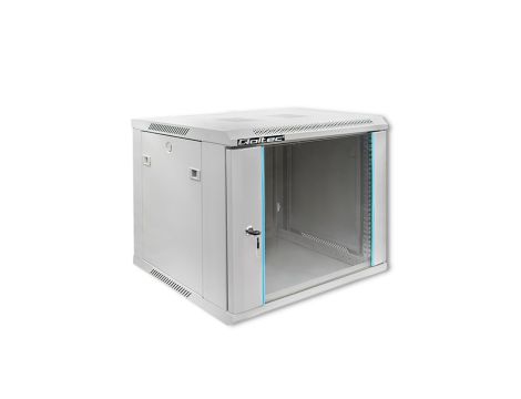 Qoltec Szafa RACK 19 9U 600 x 500 x 600 Hartowane drzwi Wisząca Stalowa obudowa Zamek Szara