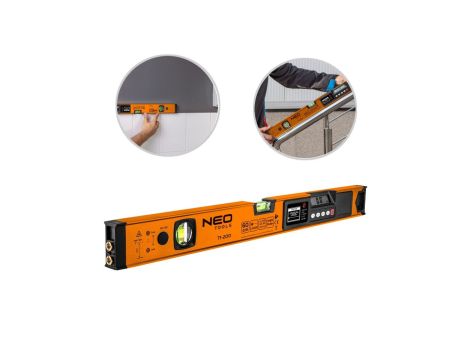 Poziomnica aluminiowa z wyświetlaczem 60cm + laser krzyżowy, 2 libelle NEO