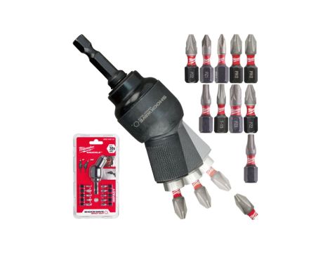 Udarowa nasadka kątowa Shockwave 1/4 + Bity MILWAUKEE