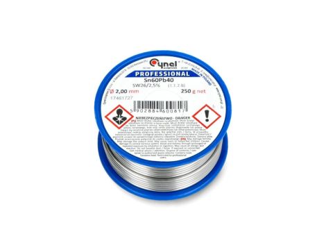 CYNEL UNIPRESS Cyna 2,00mm 250g Sn60Pb40 SW26/3/2.5 spoiwo lutownicze PROFESSIONAL
