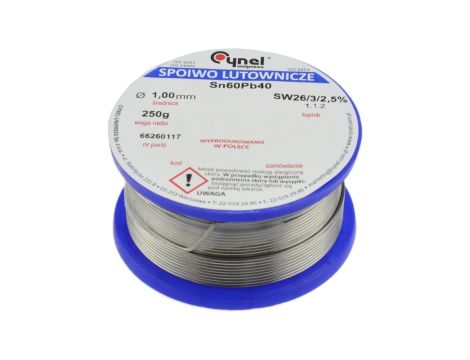 CYNEL UNIPRESS Cyna 1,00mm 250g Sn60Pb40 SW26/3/2.5 spoiwo lutownicze PROFESSIONAL