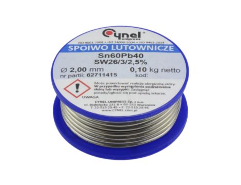 CYNEL UNIPRESS Cyna 2,00mm 100g Sn60Pb40 SW26/3/2.5 spoiwo lutownicze PROFESSIONAL