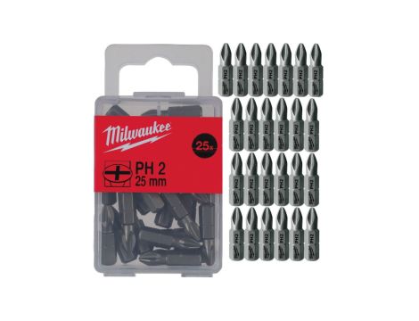 Bity do wkrętarki PH2 25mm wzmocnione 25szt MILWAUKEE