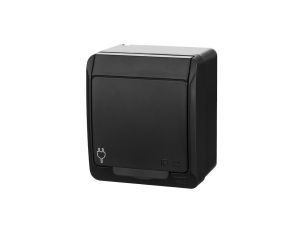 HERMES Gniazdo natynkowe pojedyncze z uziemieniem 2P+Z schuko IP44 czarne 0324-09