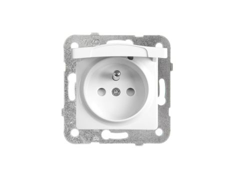 Panasonic LINNERA S Gniazdo pojedyncze z/u zprzesłonami z klapką biały 91440070