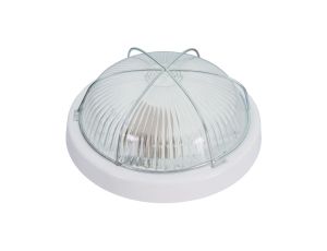 Oprawa ZETA, E27, 100W, biała-polipropylen, klosz przeźroczysty-szkło, IP44, siatka metalowa A2230