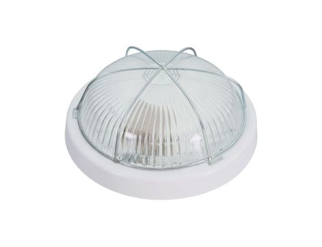 Oprawa ZETA, E27, 100W, biała-polipropylen, klosz przeźroczysty-szkło, IP44, siatka metalowa A2230