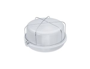 Oprawa SAUNA-7061N, E27, 100W, biała-bakelit, klosz matowy-szkło, IP54, siatka metalowa A2810-M