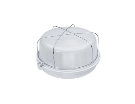 Oprawa SAUNA-7061N, E27, 100W, biała-bakelit, klosz matowy-szkło, IP54, siatka metalowa A2810-M