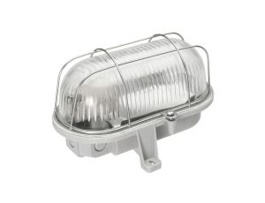 Oprawa kanałowa OVAL-7063T, E27, 100W, biała-polipropylen, klosz przeźroczysty-szkło, IP44, siatka metalowa A1210