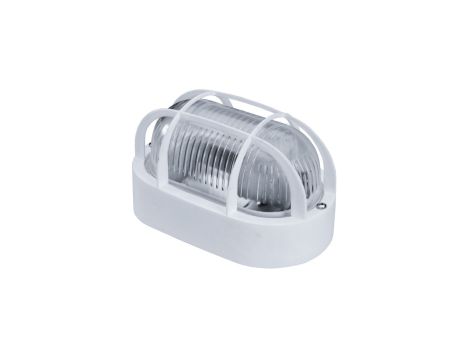 Oprawa kanałowa OVAL-7040 STYL, E27, 60W, biała-polipropylen, klosz przeźroczysty-szkło, IP44 , siatka plastikowa A1190