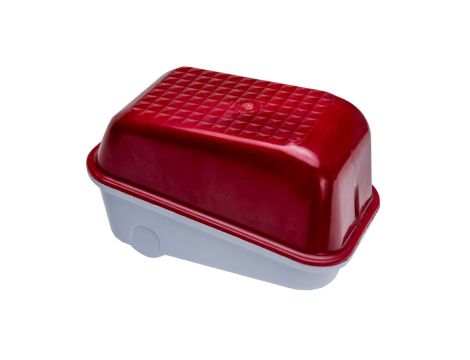 Oprawa SKOŚNA-7041S, E27, 60W, biała-bakelit, klosz czerwony-poliwęglan, IP54, IK10, oprawa sygnalizacyjna A1300-P2