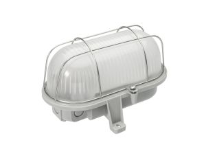 Oprawa kanałowa OVAL-7063T, E27, 100W, biała-polipropylen, klosz matowy-szkło, IP44, siatka metalowa A1210-M