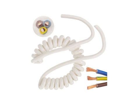 Przewód OMY spiralny H03VVH8-F 3x0,75 0,16m / 0,9m biały