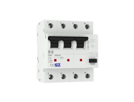 Wyłącznik różnicowoprądowy 25A 30mA 4P 10kA TYP A PFB4 RCCB SEZ 5425