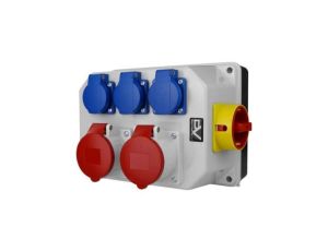 Rozdzielnica budowlana z rozłącznikiem izolacyjnym 32A BAU 2x16A 3x230V Schuko Mennekes Doktorvolt 9771