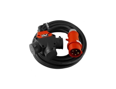 Przedłużacz trójdrożny siłowy 16A/5P na 3x230V Schuko 25m Doktorvolt 9245