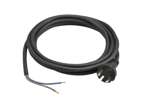 Przewód z wtyczką gumowy 2x1,5mm 5m czarny