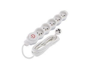 Przedłużacz prądowy 5m 5xGN (2P+Z) 3x1,00mm2 z wyłącznikiem