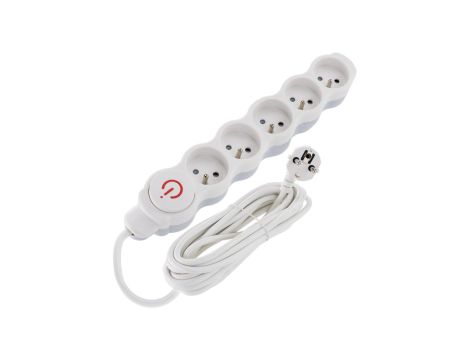 Przedłużacz prądowy 5m 5xGN (2P+Z) 3x1,00mm2 z wyłącznikiem