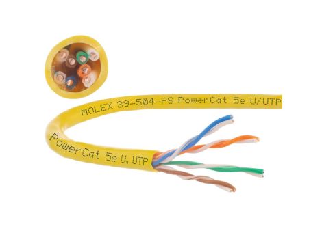 Kabel UTP kat.5e U/UTP 4x2x0,5 żółty Molex /305m/