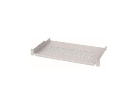 Półka 1U 255mm Rack 19, 2 pkt mocowania, perforowana, szara