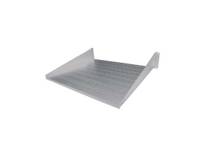 Półka 2U 400mm rack 19, 2 pkt mocowania, perforowana szara