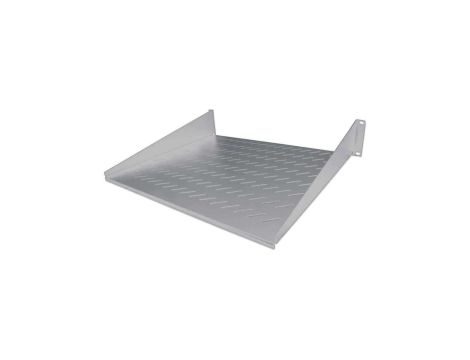 Półka 2U 400mm rack 19, 2 pkt mocowania, perforowana szara