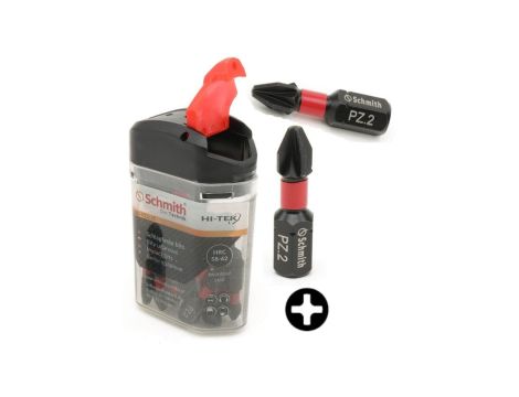 Bity udarowe PZ2 25mm 20szt zestaw BIT krzyżowy - Schmith