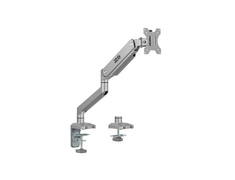 Uchwyt do monitora aluminiowy ze sprężyną gazową Ergo Office, podwójne ramię, vesa 75x75/100x100, 17-32 10 kg srebrny, ER-447