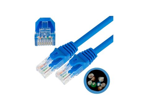 Patchcord UTP kat.5e kabel sieciowy LAN 2x RJ45 linka niebieski 0,5m NEKU