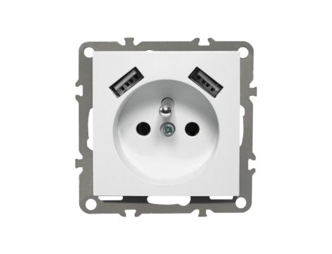 QUADRA Gniazdo z/u +2x USB 2.1A białe