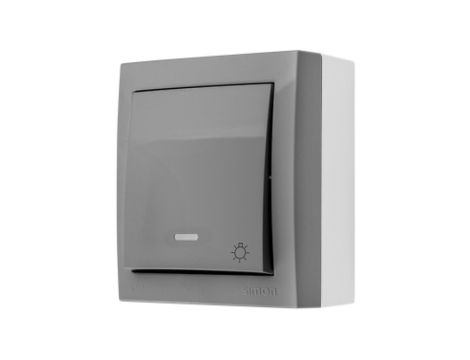 Simon Aquaclick Przycisk światło z podświetleniem, 10 AX, 250 V szary ACS1L/16