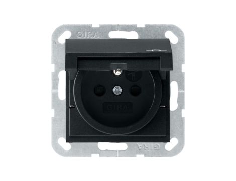 Gira Gniazdo z bolcem z klapką i ochr.dz system 55 czarny mat