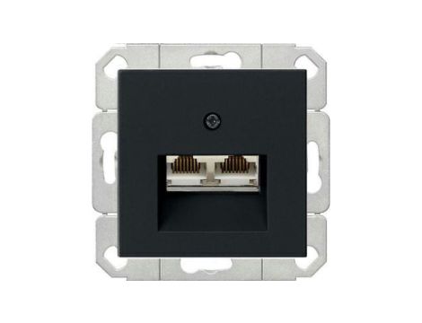 Gniazdo komputerowe podw. RJ45 cat. 6 Gira System 55 czarny mat