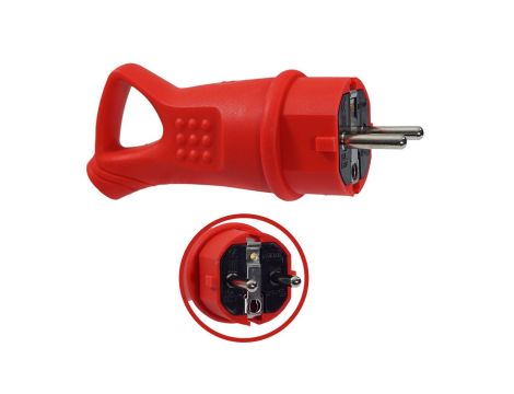 Wtyczka gumowa 16A 230V IP44 z uchwytem czerwona AEI602297-R