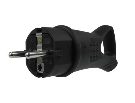 Wtyczka gumowa 16A 230V IP44 z uchwytem czarna AEI602297