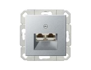 Gniazdo komputerowe podw. RJ45 cat. 6 Gira System 55 aluminium