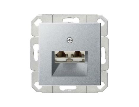 Gniazdo komputerowe podw. RJ45 cat. 6 Gira System 55 aluminium